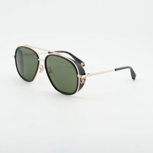 Roberto Cavalli SRC008M 0300 Sunglasses Gold Aviator Frame, Green Lenses